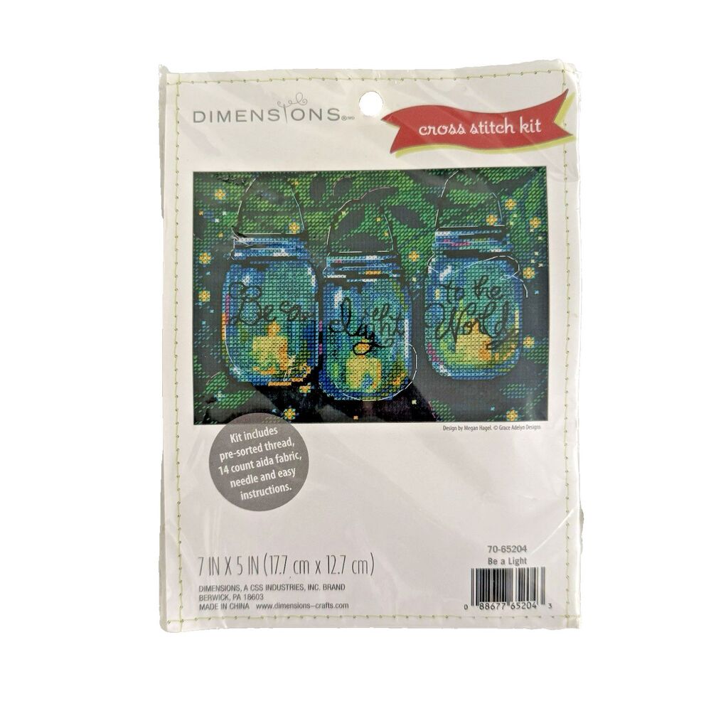 Dimensions Counted Cross Stitch Kit BE A LIGHT TO THE WORLD Jars 7" X 5" NEW